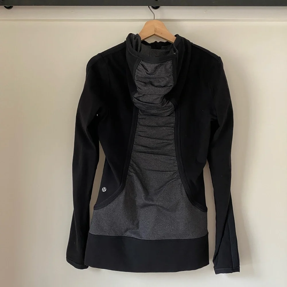 Lululemon Black and Grey Hooded Zip Up Workout Jacket